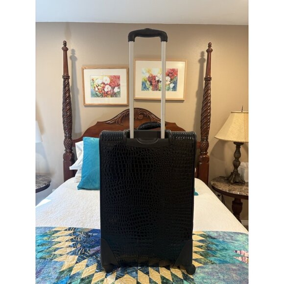 Kathy Van Zeeland Luggage Wheeled Travel Croco Black PVC 25" Added Cosmetics Bag - Picture 13 of 16